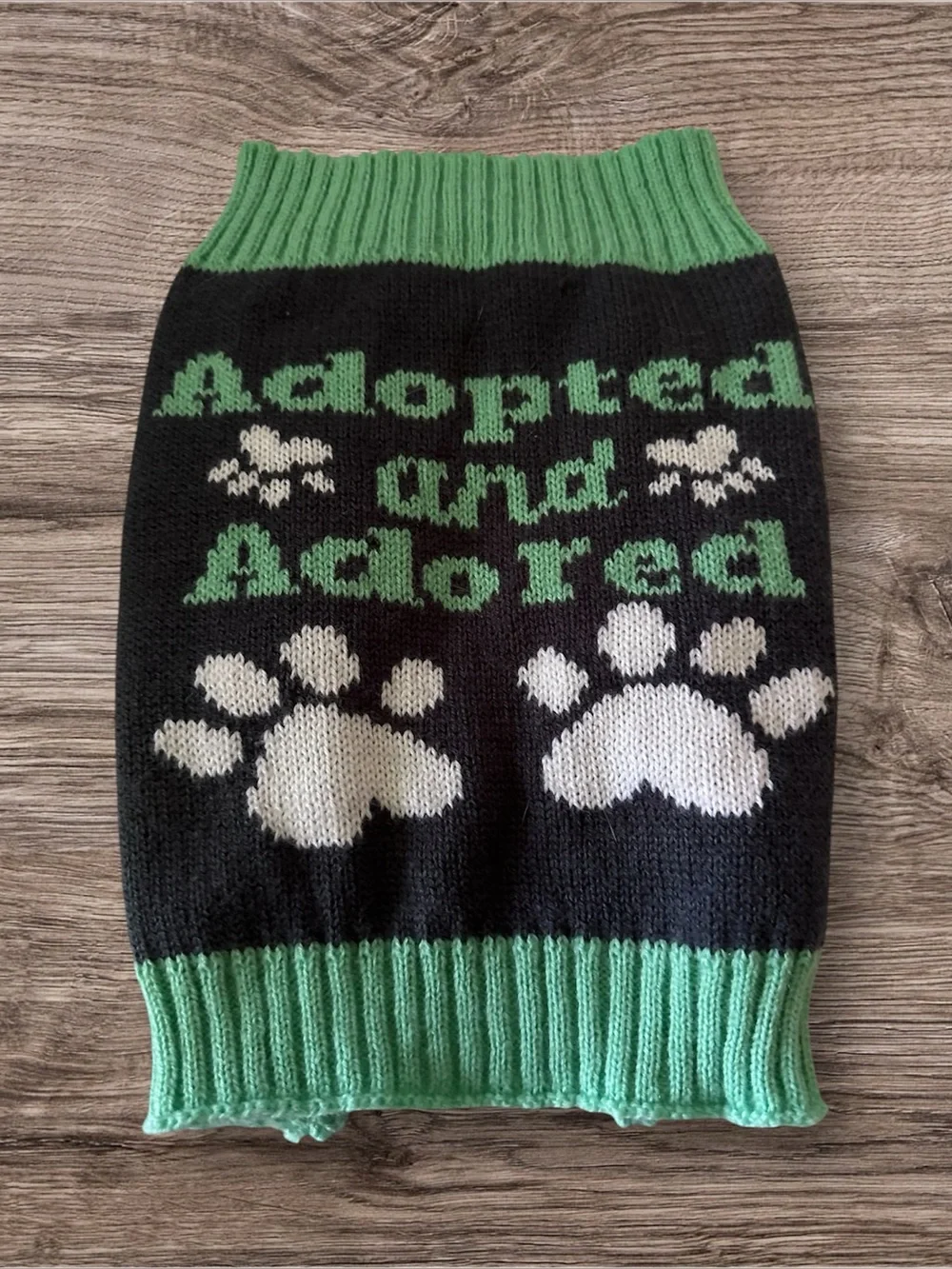 Adopted and Adored Black & Green Pet Sweater size unknown